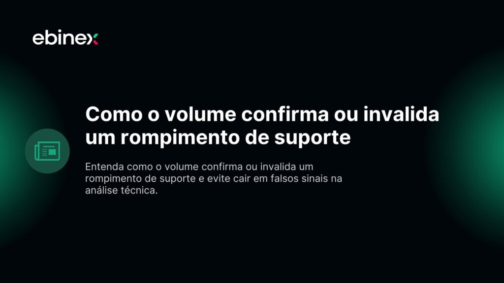 Como o volume confirma ou invalida um rompimento de suporte