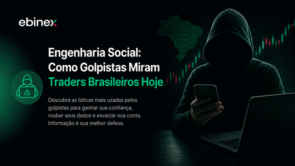 Golpistas usam engenharia social para roubar contas de trading. Veja como reconhecer phishing e proteger seu capital